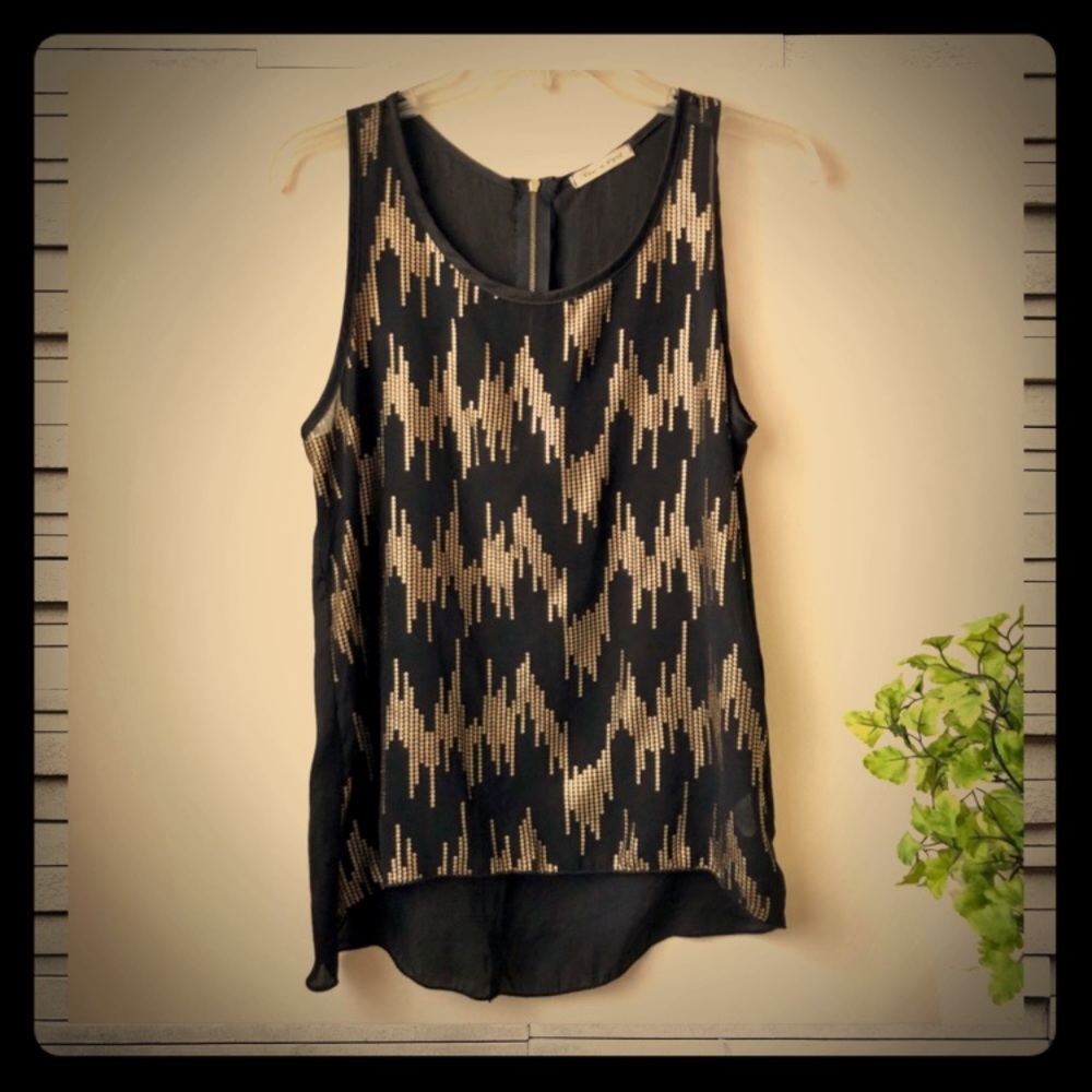 Black ➕ Gold Sheer Blouse - High/Low